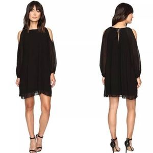 3/$20 Sanctuary Pleated Black Cold Shoulder - Flowy - Mini Dress XS